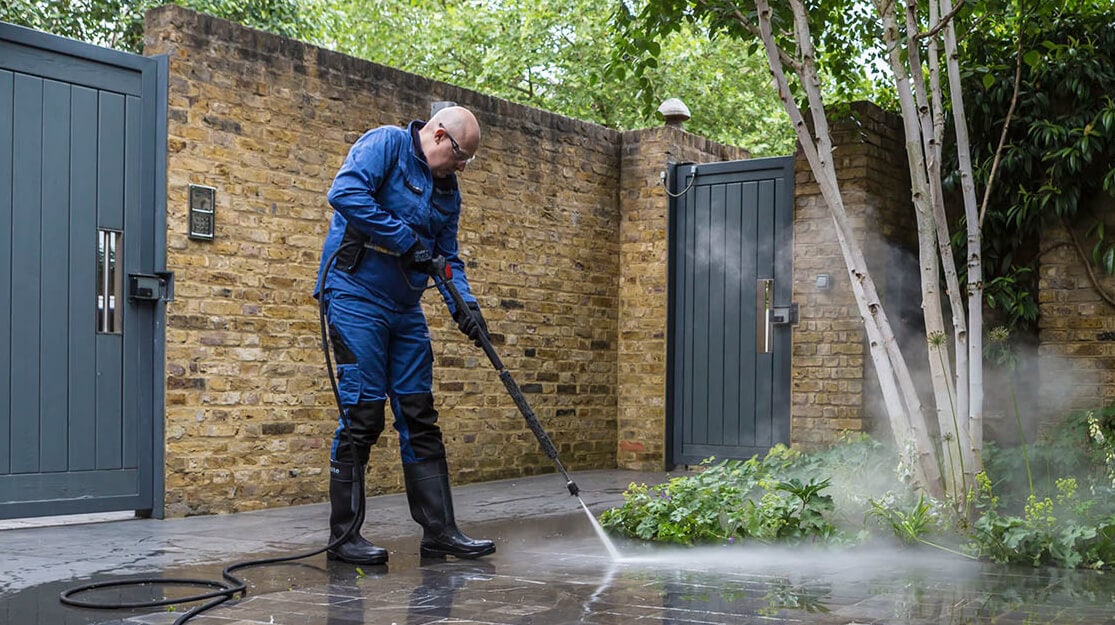 High-pressure jet washing for patios and driveways